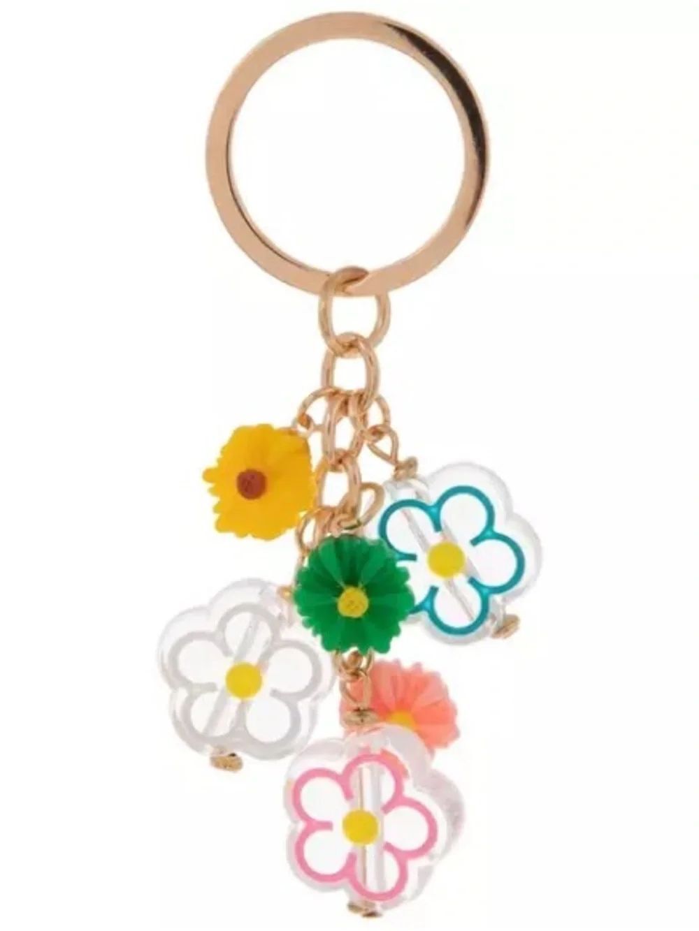 New Floral Acrylic Charm Keychain - Multicolor Bag Charm